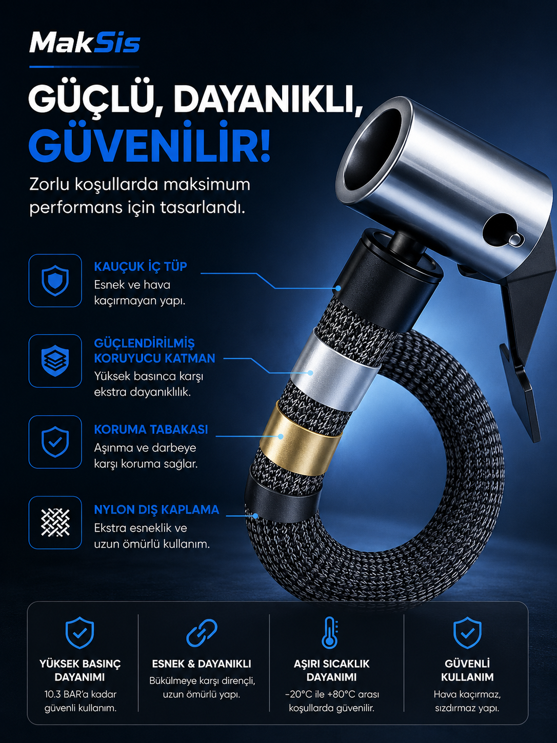 MakSis Akıllı Kablosuz Lastik Şişirme Pompası – Dijital Göstergeli Mini Hava Kompresörü
